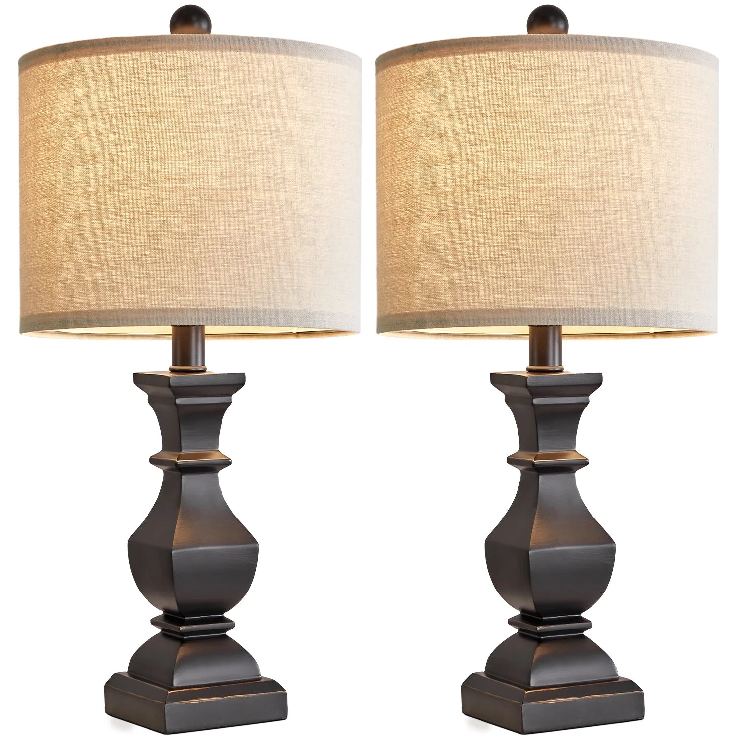 Retro Table Lamps Set of 2 Nightstands Lamps for Bedroom Living Room 20.5" Vintage Rustic Bedside Lamp