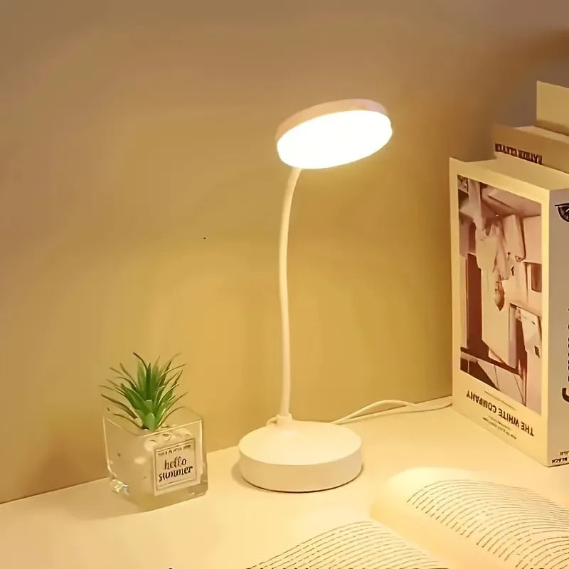 Flexible LED Desk Lamp with 3-Level Dimmer, USB Powered, Eye-Caring, Warm, White Light, Perfect for Home, Office, Reading, Study