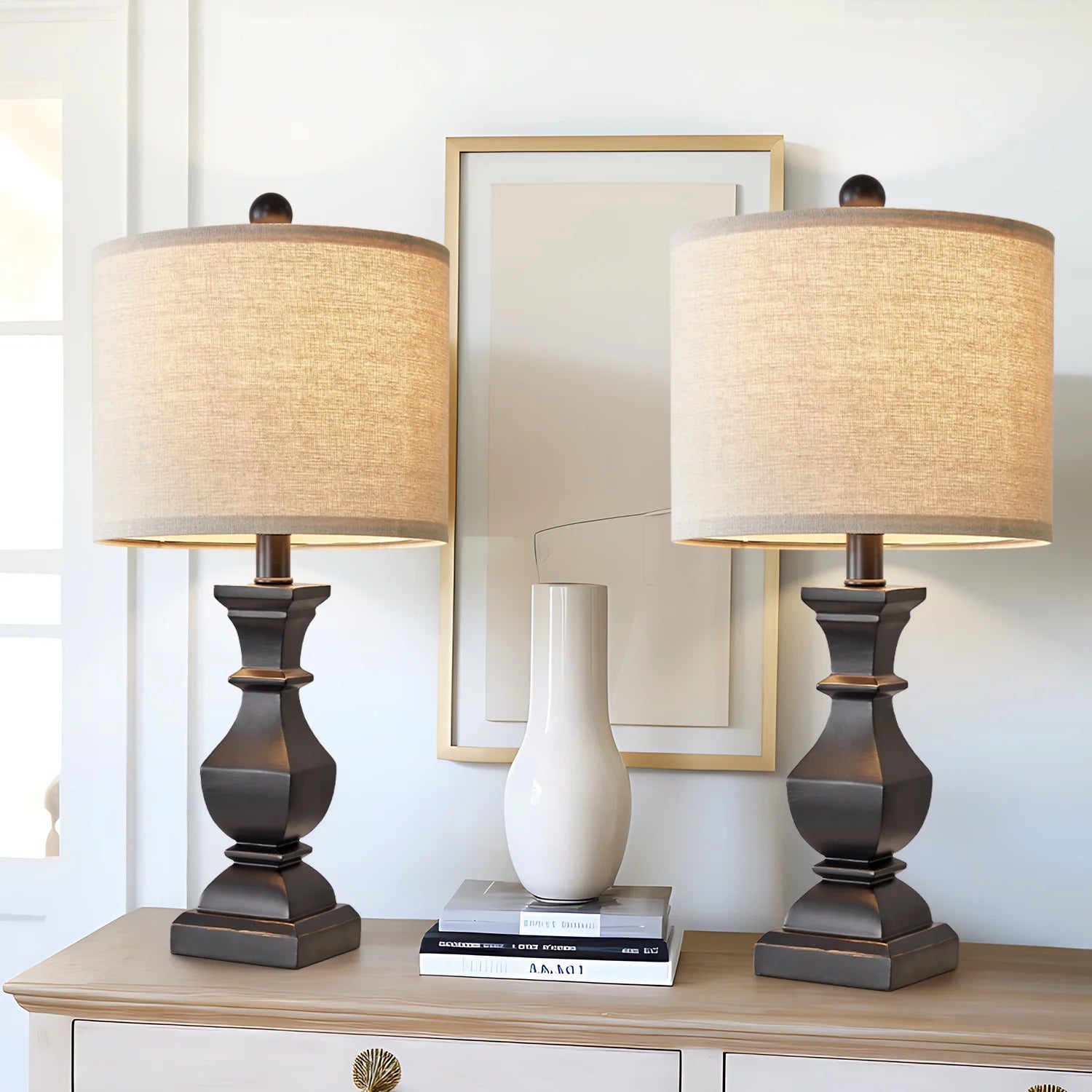 Retro Table Lamps Set of 2 Nightstands Lamps for Bedroom Living Room 20.5" Vintage Rustic Bedside Lamp