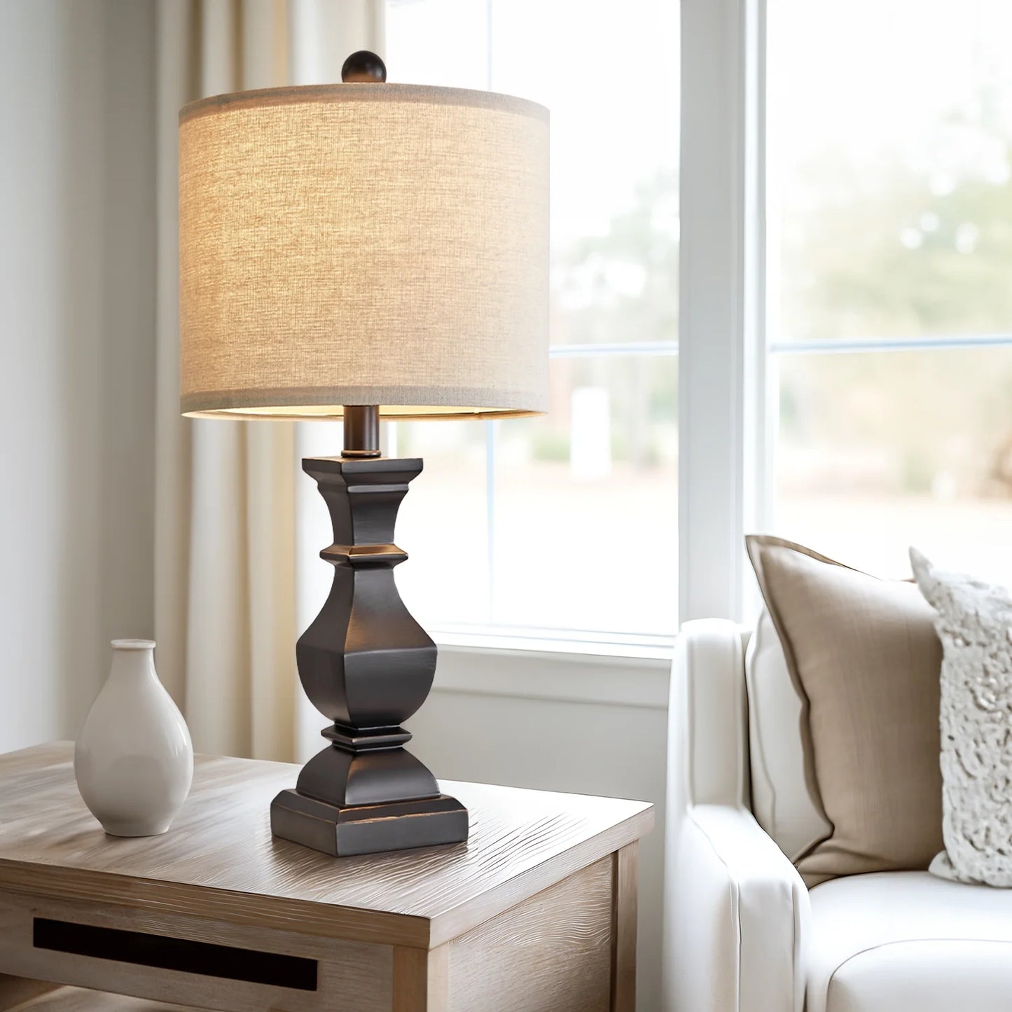 Retro Table Lamps Set of 2 Nightstands Lamps for Bedroom Living Room 20.5" Vintage Rustic Bedside Lamp